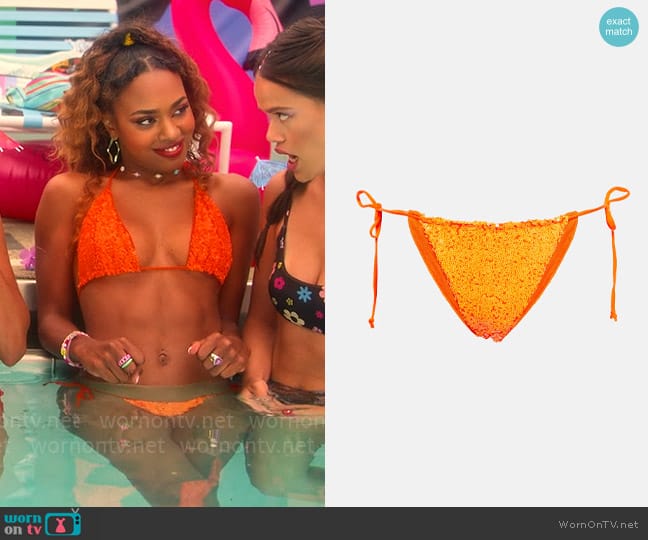 Norma Kamali Sequin-embellished bikini bottoms worn by Faran Bryant (Zaria) on Pretty Little Liars Original Sin