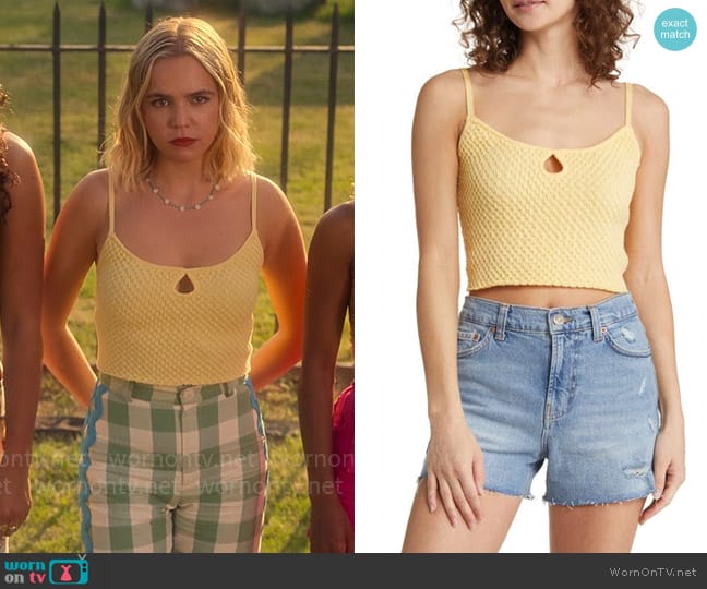 PacSun Tulip keyhole detail cami in sunlight yellow worn by Imogen Adams (Bailee Madison) on Pretty Little Liars Original Sin