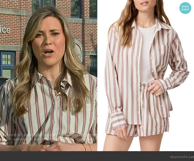 Paige Christa Stripe Poplin Button-Up Shirt worn by Erin McLaughlin on Today