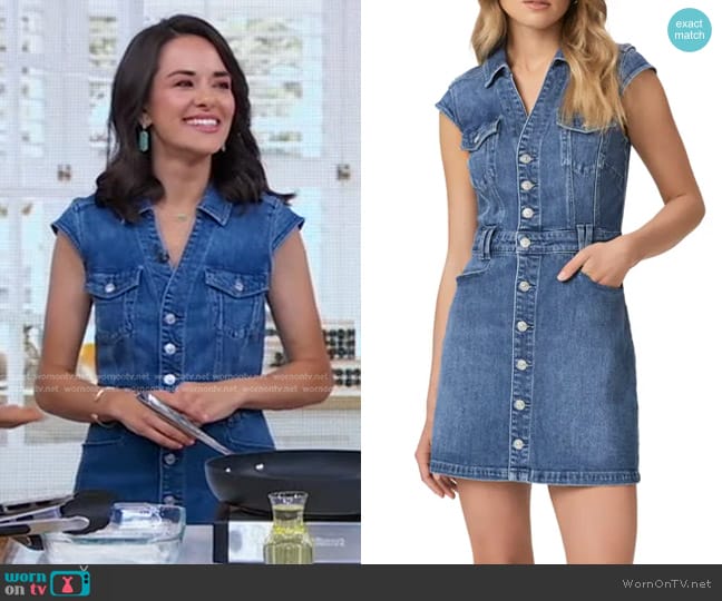 Paige Jaxsyn Denim Minidress in Kamilla worn by Whitney Miller on Good Morning America