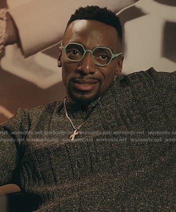 WornOnTV: Pastor Ezekiel’s gray monogram jacquard sweater on The Chi ...