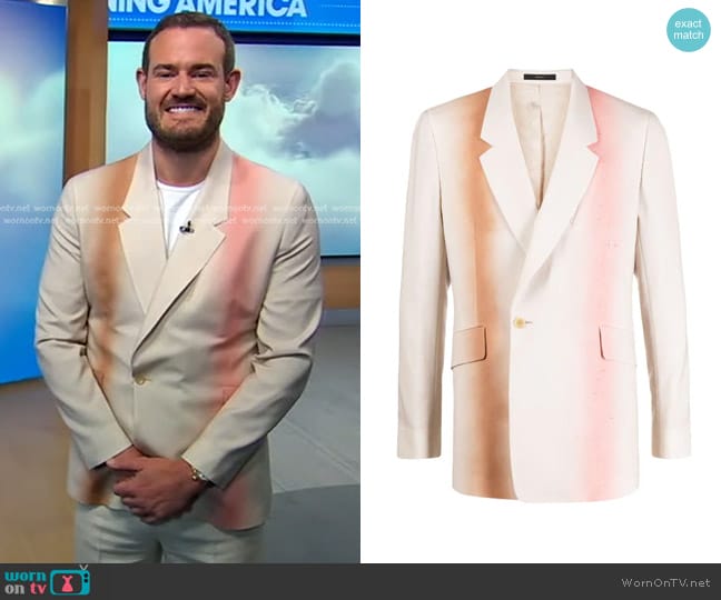 Paul Smith Single Breasted Gadient Wool Blazer worn by Brian Kelly on Good Morning America