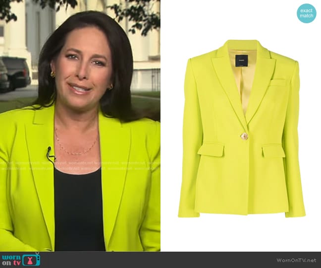 Pinko Single-Breasted Cady Blazer worn by Nancy Cordes on CBS Evening News