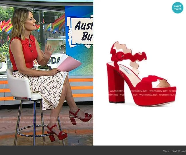 Prada Scalloped Platform Sandals worn by Savannah Guthrie on Today