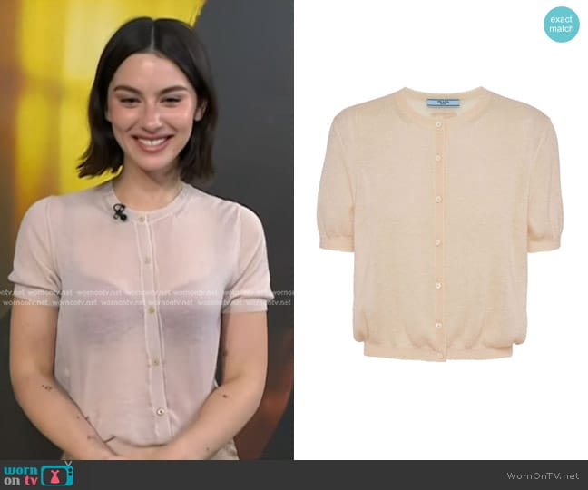 Prada Short-sleeved Cashmere Cardigan worn by Gracie Abrams on Today