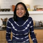 Priya Krishna’s blue tie dye turtleneck on CBS Mornings