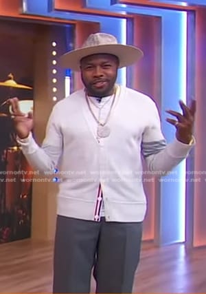 Questlove’s white mesh cardigan on Good Morning America