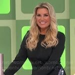 Rachel’s black long sleeved dress with silver embellished trim on The Price is Right