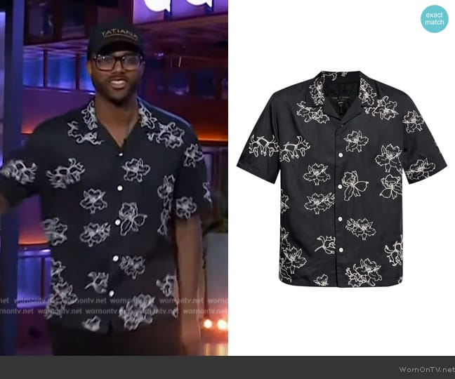 Rag & Bone Avery Resort floral-print shirt worn by Kwame Onwuachi on The Kelly Clarkson Show