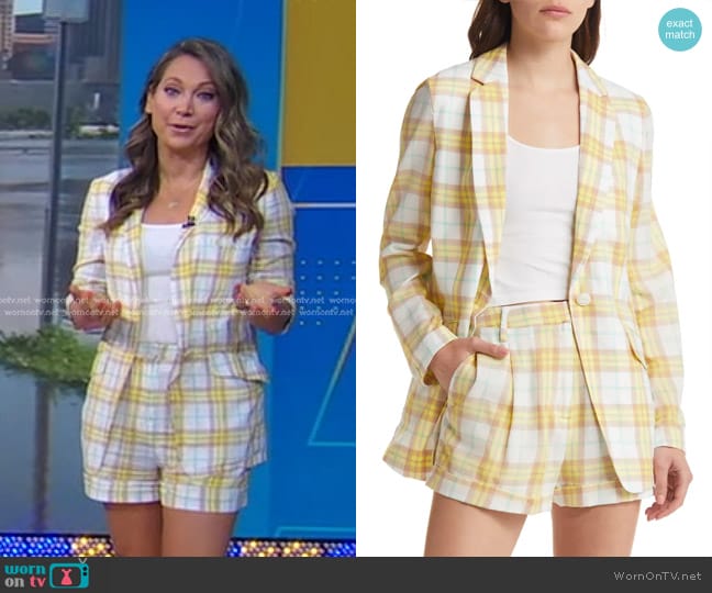 Rag & Bone Margot Plaid Blazer and Shorts worn by Ginger Zee on Good Morning America