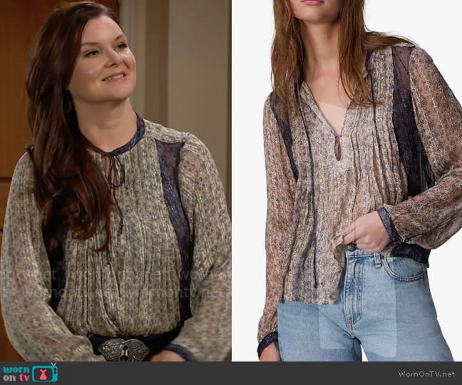 Rag and Bone Amaris Blouse worn by Katie Logan (Heather Tom) on The Bold and the Beautiful