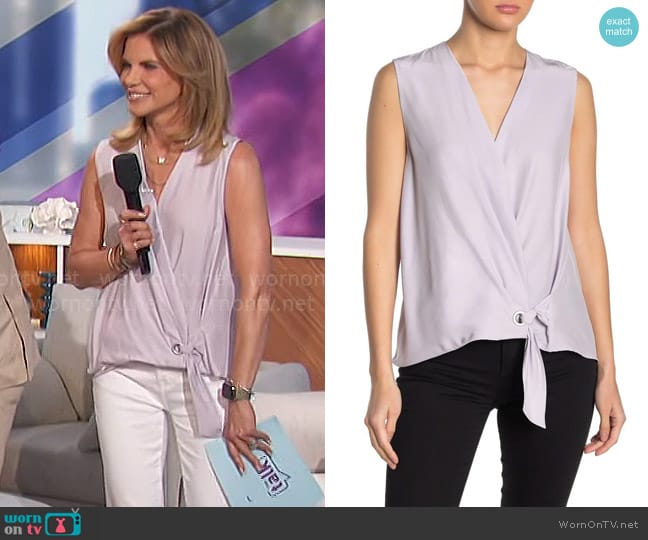 Rag and Bone Felix Top in Lilac worn by Natalie Morales on The Talk