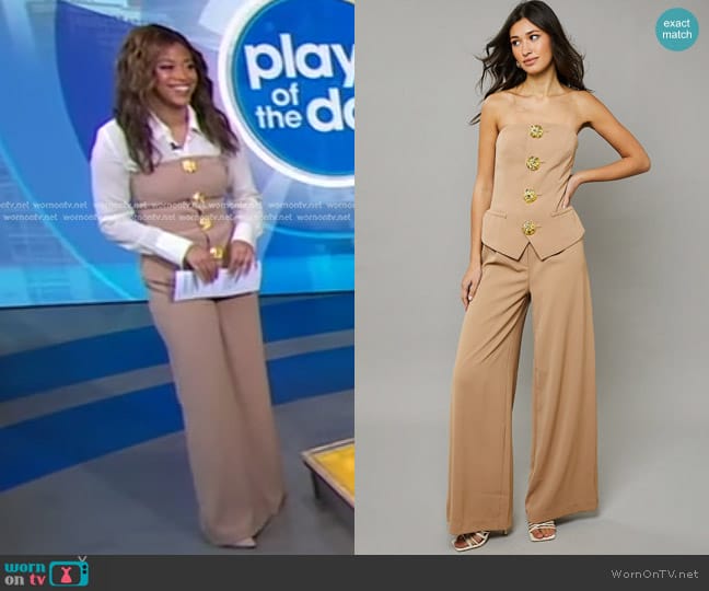 Rare London Tailored Bandeau Jumpsuit worn by Morgan Norwood on Good Morning America