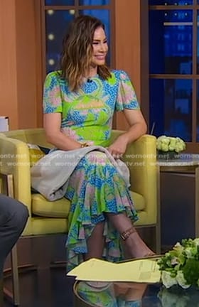 Rebecca's blue and green floral print dress on Good Morning America