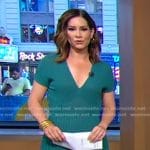 Rebecca’s green pleated midi dress on Good Morning America