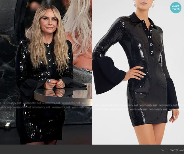 Rebecca Vallance Sequin Bell-Sleeve Bodycon Mini Dress worn by Keltie Knight on E! News