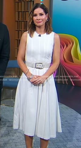 Rebecca’s white seamed sleeveless dress on Good Morning America