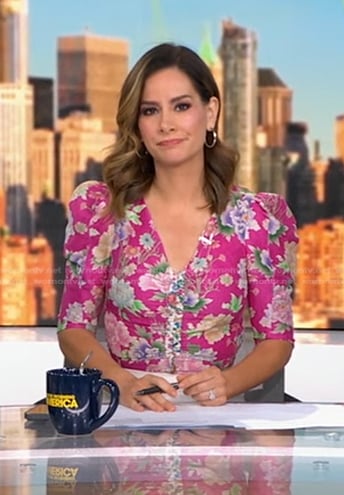 Rebecca's pink floral top on Good Morning America