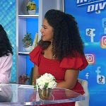 Arianna’s red puff sleeve smocked dress on Today