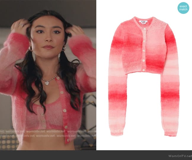 Re/done Gradient-effect cropped cardigan worn by Jamie (Miya Horcher) on All American