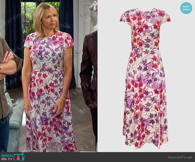 Reiss Livia Printed Midi Dress worn by Nicole Walker (Arianne Zucker) on Days of our Lives