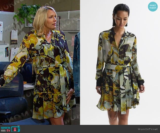 Reiss Flor Dress in Khaki worn by Nicole Walker (Arianne Zucker) on Days of our Lives