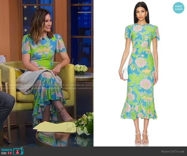 Rhode Lulani Dress in Blue Psychedelic Flower worn by Rebecca Jarvis on Good Morning America