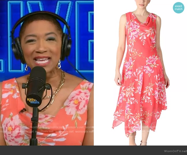 Robbie Bee Handkerchief-Hem Cowl-Neck Dress worn by Deja Vu on Live with Kelly and Mark