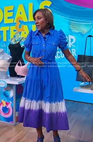 Robin’s blue dip dye midi dress on Good Morning America