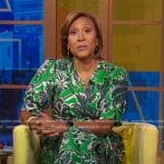 Robin’s green leaf print wrap dress on Good Morning America