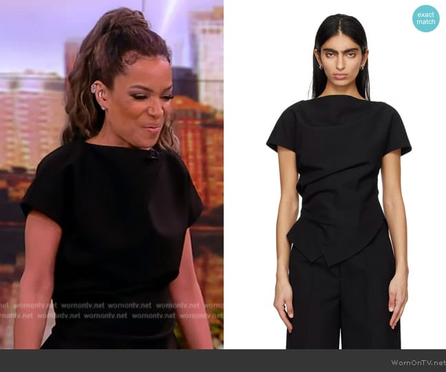 Rohe Black Draped Blouse worn by Sunny Hostin on The View