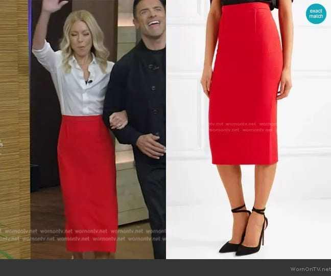 Roland Mouret Arreton Skirt worn by Kelly Ripa on Live with Kelly and Mark