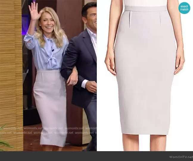 Roland Mouret Arreton Wool Pencil Skirt worn by Kelly Ripa on Live with Kelly and Mark