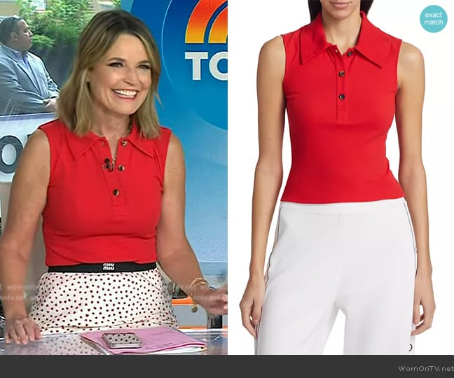 Rosetta Getty Sleeveless Polo Top worn by Savannah Guthrie on Today