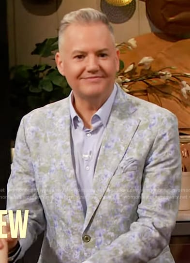 Ross's blue floral print blazer on The Drew Barrymore Show