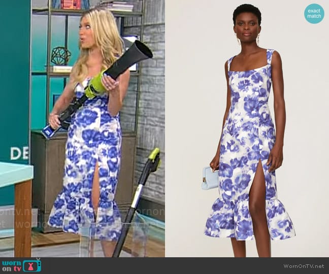 Wornontv Ashley Bellmans Blue Floral Midi Dress On Cbs Mornings