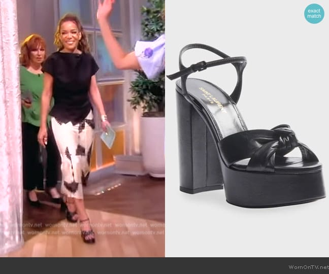 Saint Laurent Bianca Node 85mm Platform Sandals worn by Sunny Hostin on The View