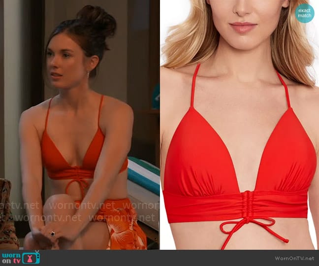 Salt + Cove V-Neck Lace-Up-Back Midkini Top worn by Willow Tait (Katelyn MacMullen) on General Hospital