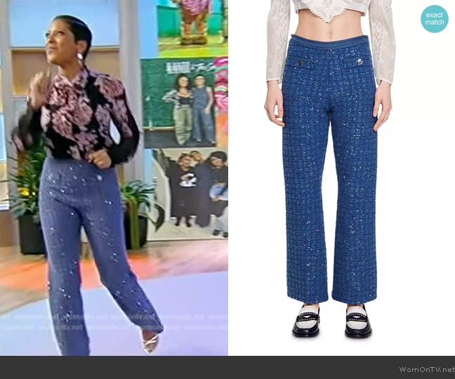 Sandro Decorative Knit Trousers worn by Tamron Hall on Tamron Hall Show