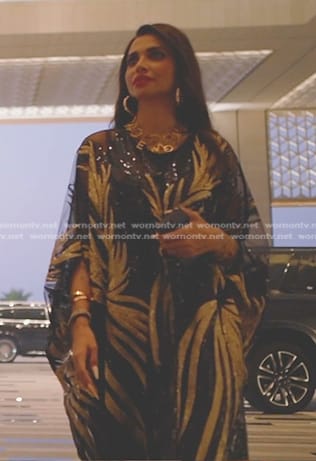 Sara’s sequined kaftan on The Real Housewives of Dubai