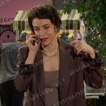 Sarah’s brown pinstripe blazer on Days of our Lives