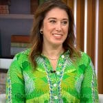 Sarah Gelman’s green printed shirtdress on CBS Mornings