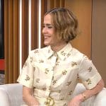 Sarah Paulson’s cream printed shirtdress on CBS Mornings