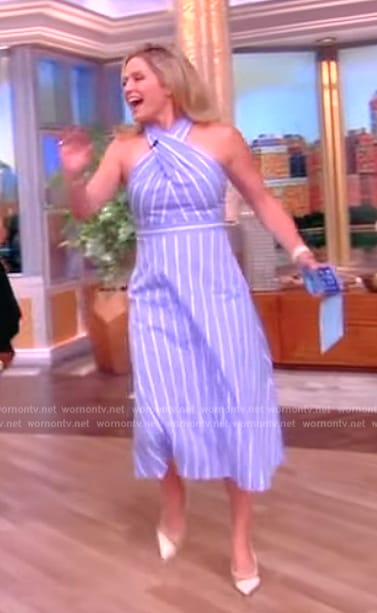 Sara’s blue stripe halter dress on The View