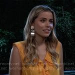 Sasha’s orange midi dress with ruffles on General Hospital