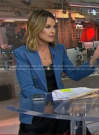 Savannah’s blue blazer and black midi dress on Today