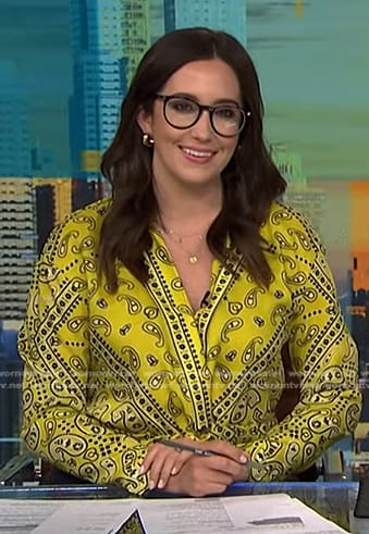 Savannah's yellow bandana print shirt on NBC News