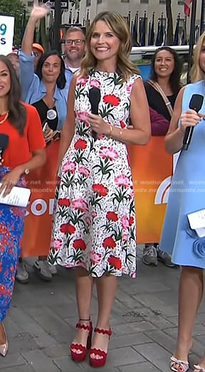 Savannah's white carnation sleeveless dress on Today