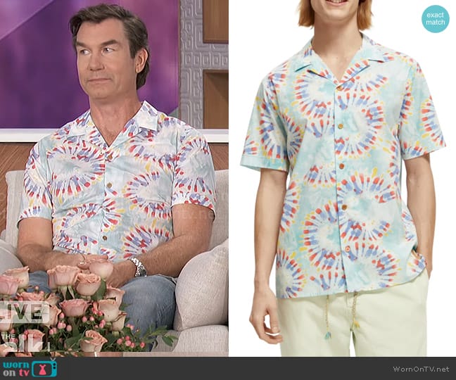 Scotch & Soda Floral Tie Dye Short Sleeve Shirt worn by Jerry O'Connell on The Talk