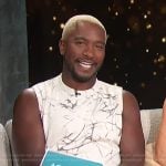 Scott's white printed tank on Access Hollywood